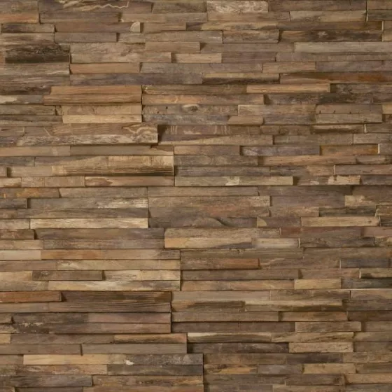 Lambris mural 3D en bois (Teck)