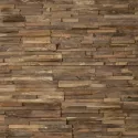 Lambris mural 3D en bois (Teck 'Scotch') - 12/24 x 200 x 630 mm (1,01 m²/paquet)