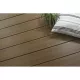 Terrasse en bois composite (Fiberdeck) - massive et réversible (face texturée ou lisse) - Coloris teak - 23 x 138 x 4000 mm