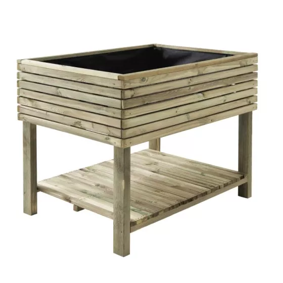 Potager rectangulaire sur pieds (Hauteur de 78 cm) en mélèze 100% naturel. Idéal pour balcons.